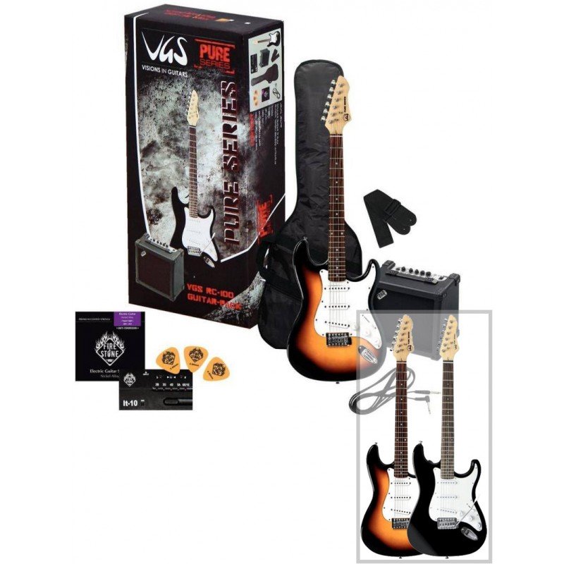 VGS Pack Guitare électrique Sunburst/Noir